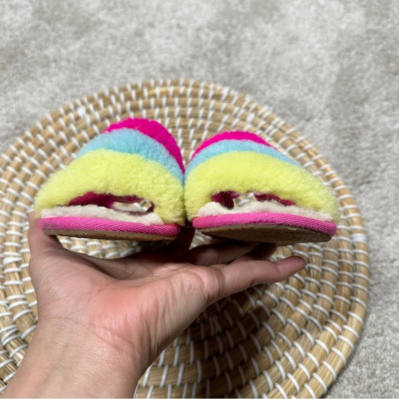 UGG Girls' Fluff Yeah Logo Detail Slide Slippers Multicolor Pink Size 9 - Picture 9 of 11
